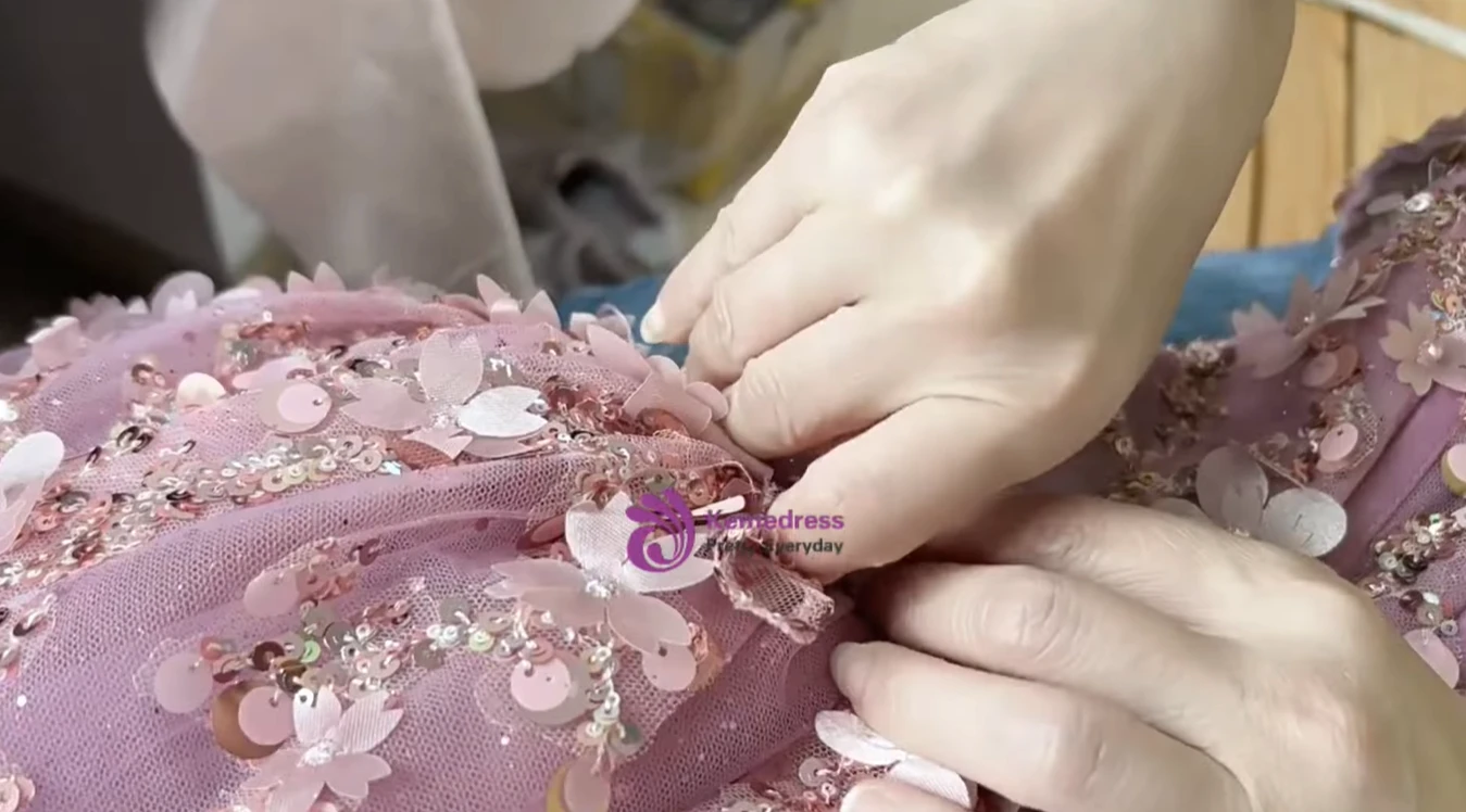 beads and sequins sorting trays for hand beaded couture gown