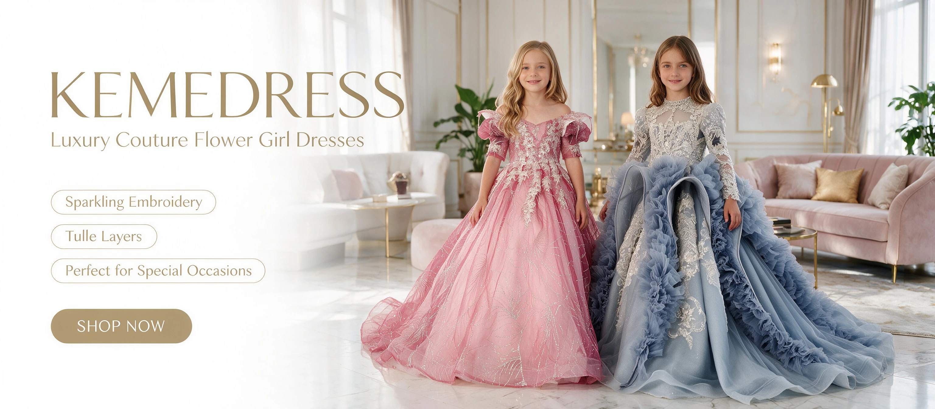 Kemedress Haute Couture Flower Girl Dress