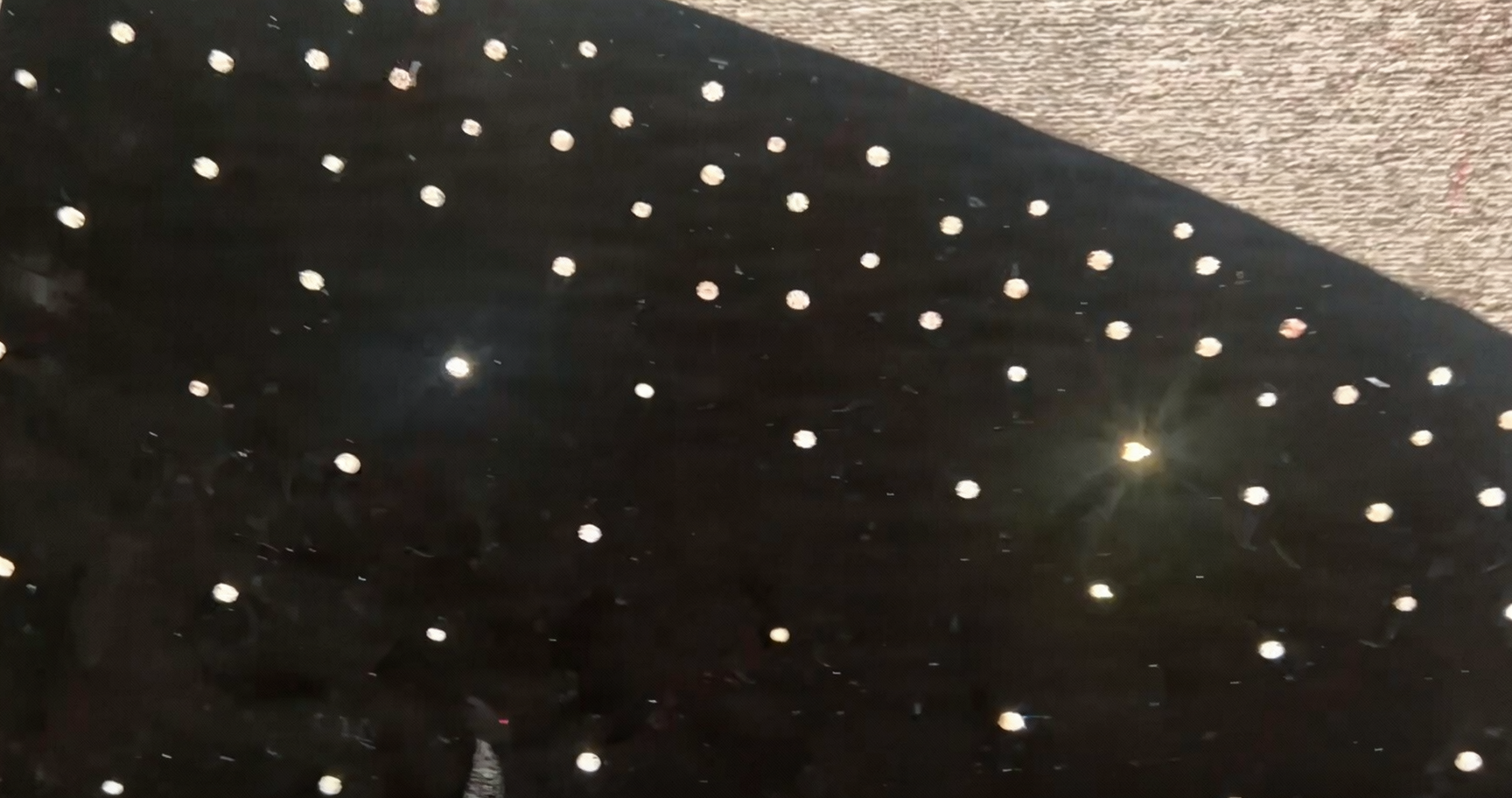 Scattered Rhinestone Crystal Details on Black Velvet Ball Gown Scattered rhinestone crystal details on black velvet ball gown