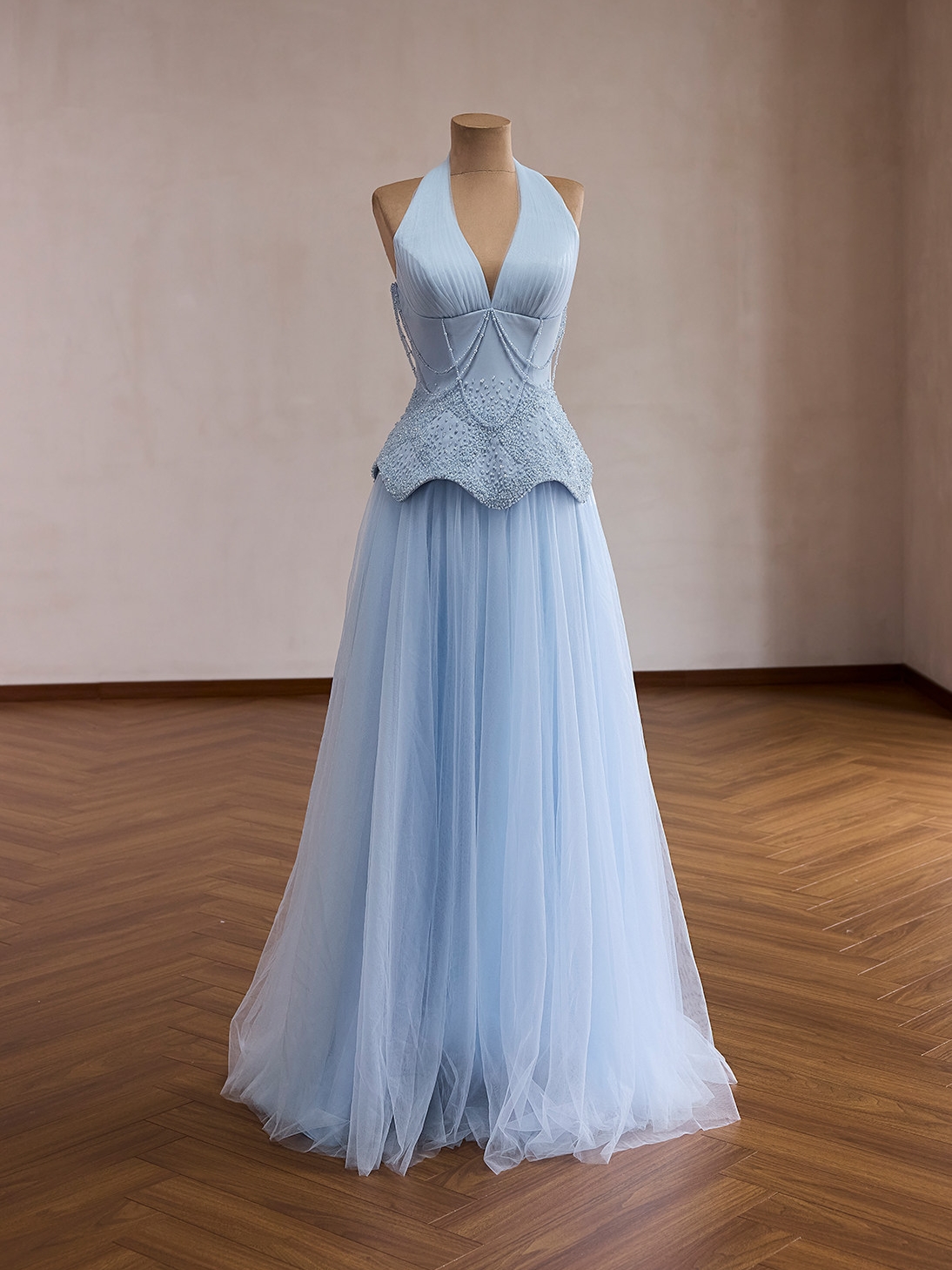 light blue tulle dress Soft Aesthetic perfect for both evening dresses and formal dresses Dreamy Sky Blue Tulle Gown