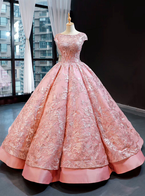 Pink Ball Gown Bubble Hem Formal Graduation Prom Evening Dress HB2016A