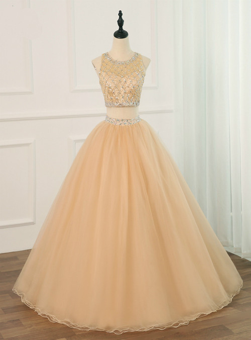 New Arrival Sleeveless Tiered Hoco Dress, A Line Tulle Sweet 16 Dresses UQH0212