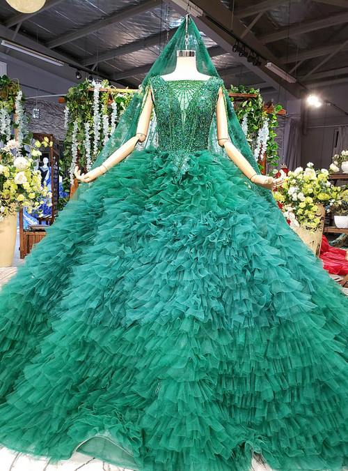 Green Ball Gown Wedding Dress tulle Prom Dresses     fg2872 main image 0
