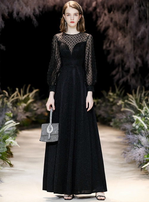 Long Sleeve Tulle Prom Dress Evening Dress,DS4775 main image 1