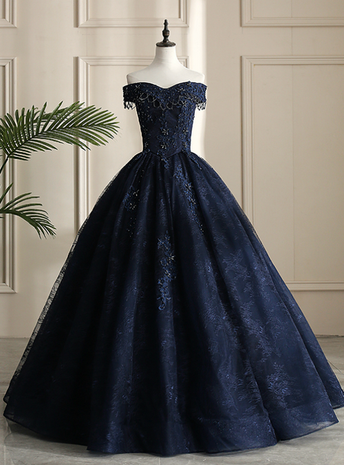 Looking For Cute And Stylish Navy Blue Ball Gown Tulle Lace Off the ...