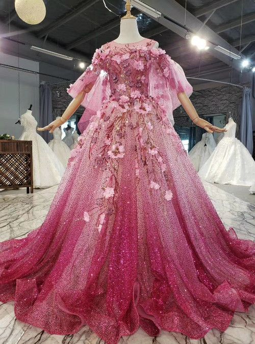 Fuchsia Bloom Balloon Gown