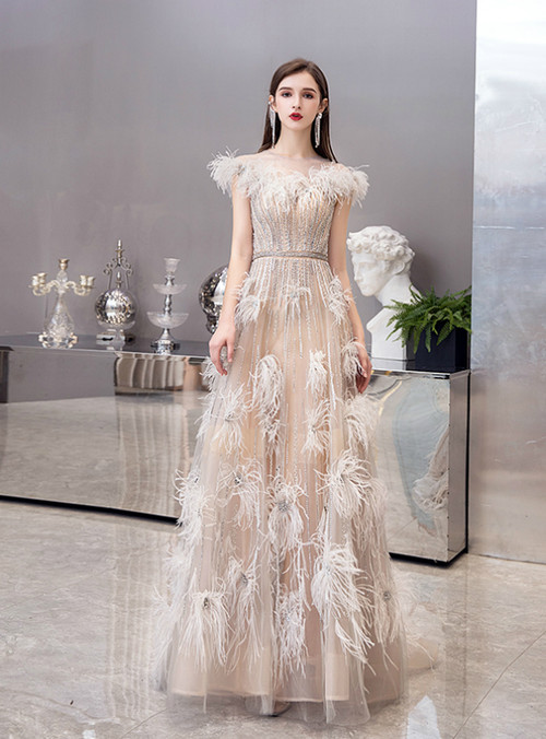 feather tulle pencil dress main image 0