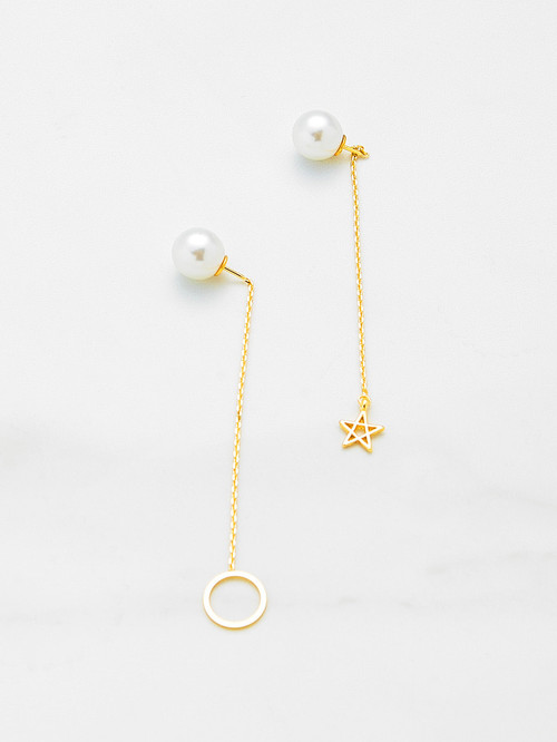 Ring & Star Design Mismatch Drop Earrings