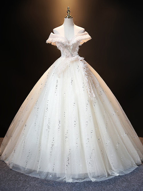 Champagne Tulle Sequins Flower Quinceanera Dress main image 1