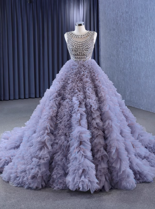 Fabulous Tulle Ball Gown Prom Dresses With Rhinestones