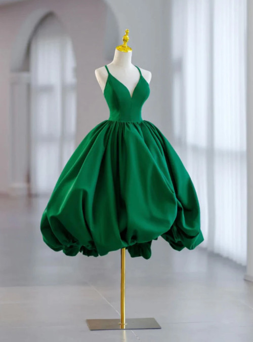 Satin Spaghetti Strap Party Dress - Green main image 0
