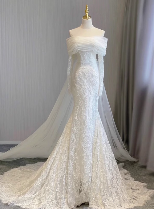 Timeless Mermaid White Halter Satin Tulle Sequin Long Wedding Dresses C4117
