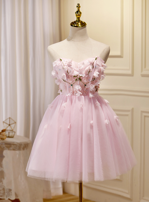 Sweet Pink Tulle Homecoming Dress Birthday Party Dress,DP1701 main image 0