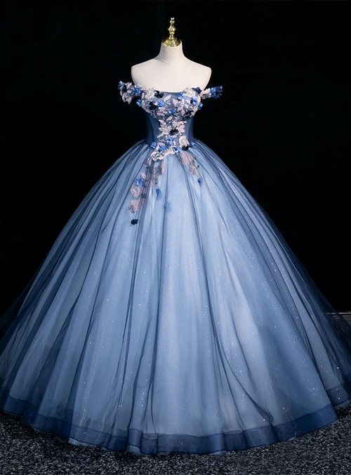 Shiny Off Shoulder Purple Sequins Beaded Long Tulle Quinceanera Dress Formal Ball Gown cc1964