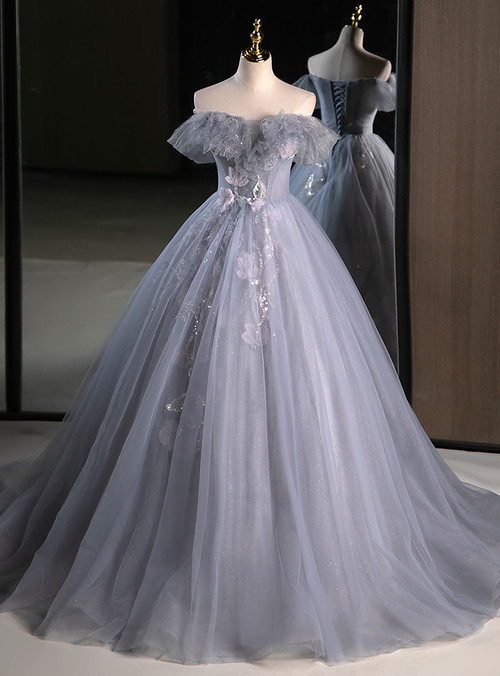 The Cheap Price Green Ball Gown Tulle Off the Shoulder Appliques Quinceanera Dress main image 0