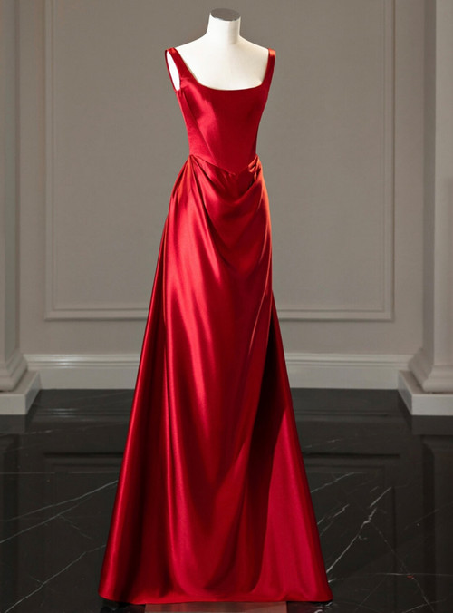 High Quality Burgundy Satin Prom Dresses