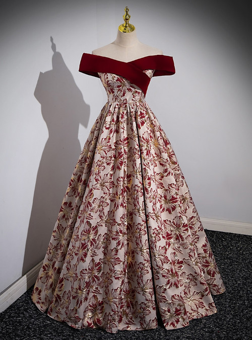 Off Shoulder Maxi Polyester A - Line Regular Prom Dress prl0117