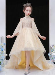 In Stock:Ship in 48 Hours Champagne Tulle Flower Girl Dress