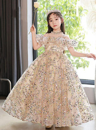 In Stock:Ship in 48 Hours Sequins Beading Flower Girl Dress