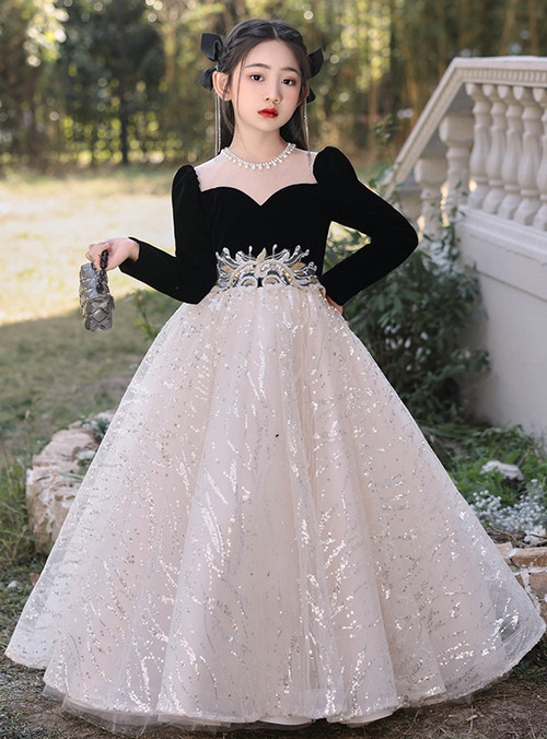 Velvet flower girl dress main image 1