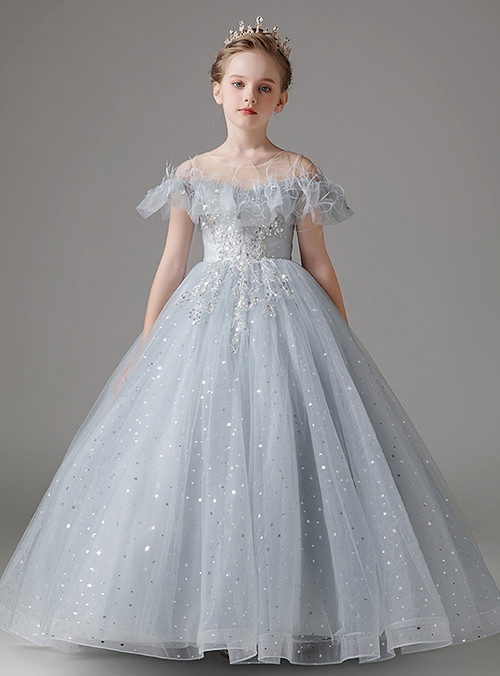 トリートTreat Girl's tulle frill jersey(gray トリートTreat Girl's tulle frill jersey(gray Amazon.com