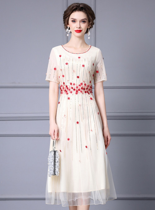 Sheath Tulle Sequin Floral Maxi Mother of the Bride & Groom Dresses with Short Cap Sleeves
