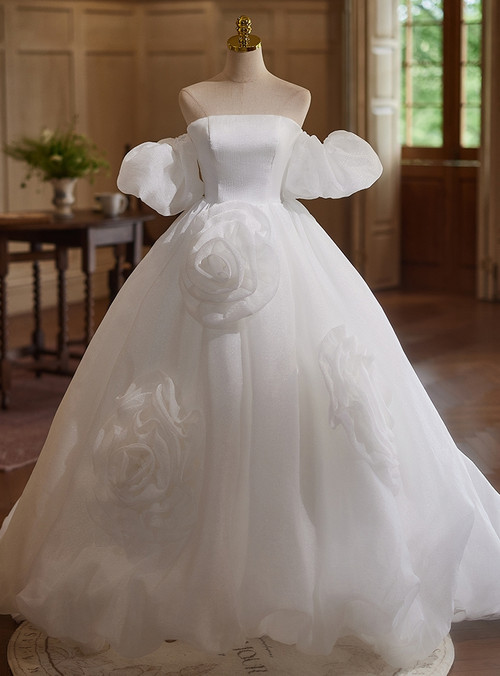 Paula tulle wedding dress with sequin leaf pattern in white