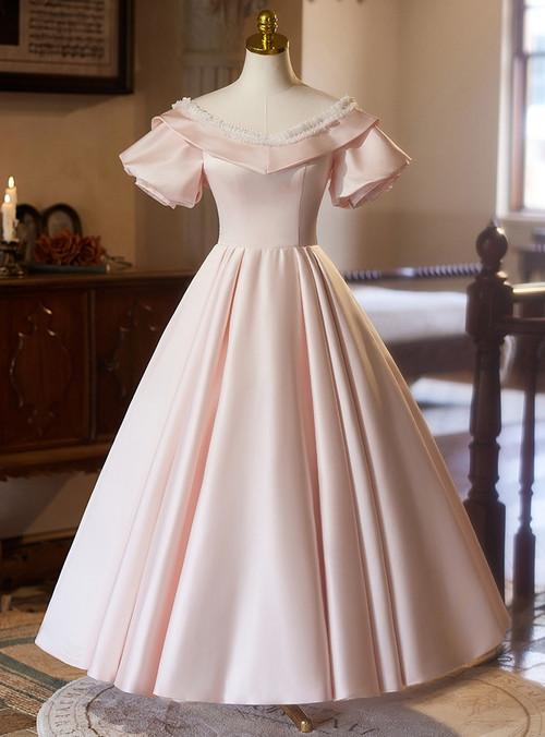 Hot Fix Satin V-Neck Backless Sheath Mini Prom Dress - Pink main image 1