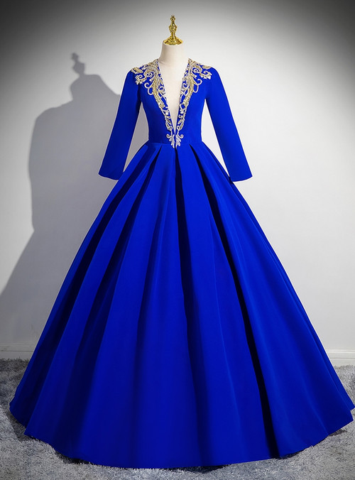 Royal Blue Velvet Long Sleeves Homecoming Dress      fg2266 main image 0