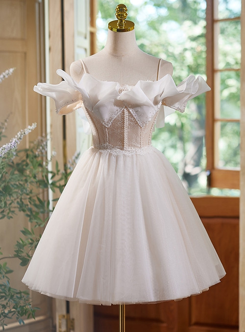 Spaghetti Straps Lace Tulle Homecoming Dress Vintage Party Formal Gown Y2584 main image 1