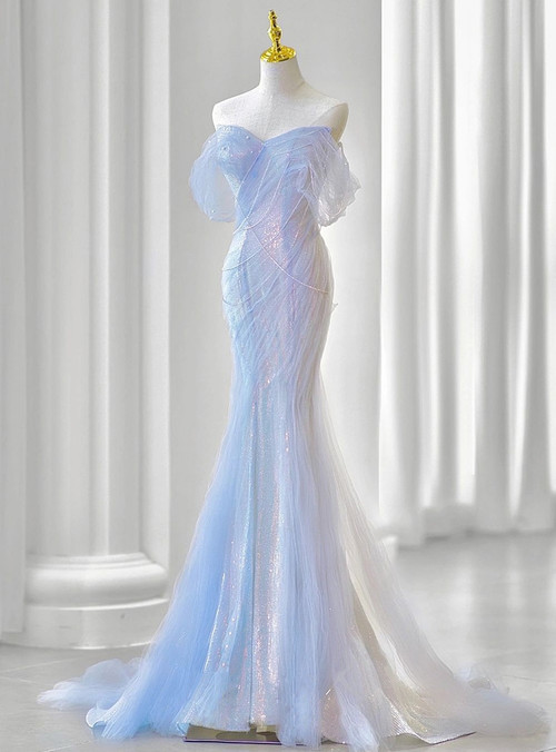 14202 Black-Blue Sequined Mermaid Dress