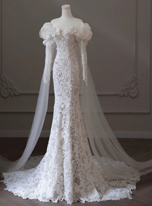 Long Sleeves Lace Mermaid Sexy Wedding Dresses, WD0290
