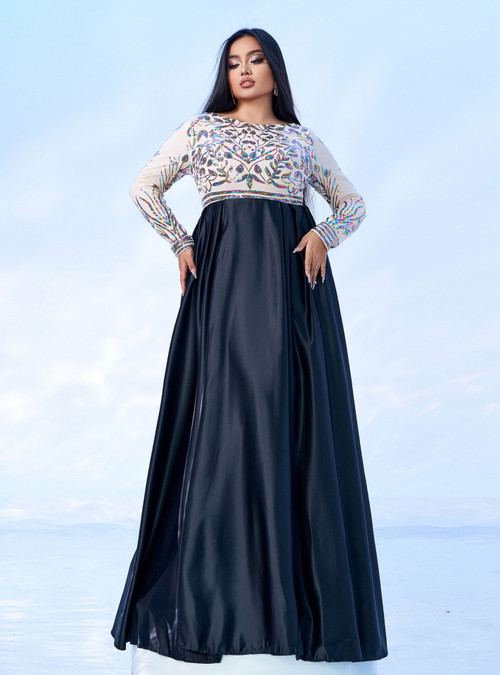 Sequin Shiny Sheath Black Long Plus Size Prom Dress With Straps main image 1