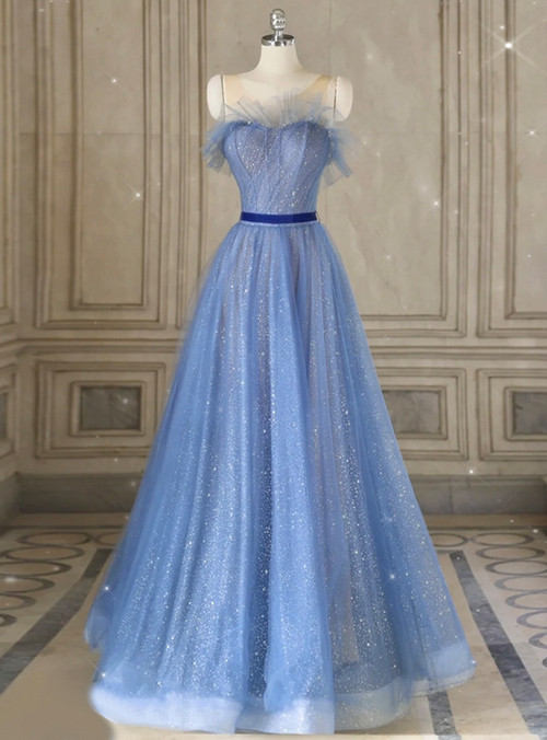 Tulle Ombre Sequin Lilac & Blue A Line Prom Dress