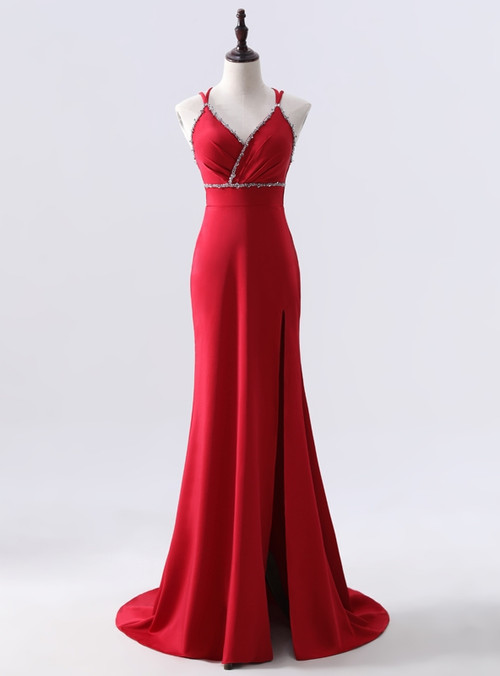 Burgundy Red Formal Mermaid Prom Dress XH1015 main image 1