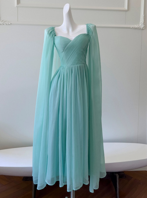 Green - Spaghetti Straps A Line Chiffon Ruffles Homecoming Dresses With Bow
