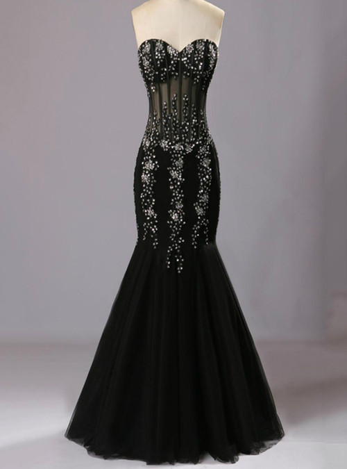 Glamorous Black Mermaid Prom Dress,Black Evening Dress Y2923 main image 1