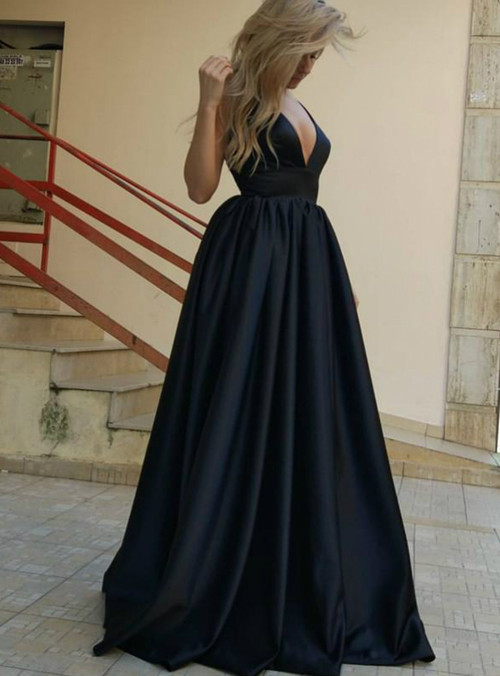 Sleeveless Backless Black Prom Dress Black Evening Dress Formal Prom ...