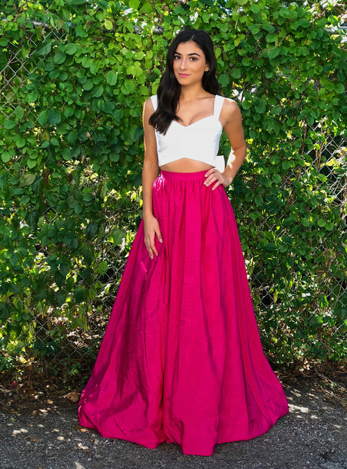 Sweetheart Two Piece Prom Dress A Line Formal Gown With Cut Out Back