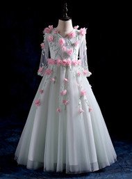 The children were wild flower fairy wedding dress dress with long sleeves