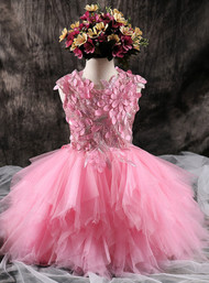 Girls Pink Dress Tutu Princess Dress Sweet Autumn flower