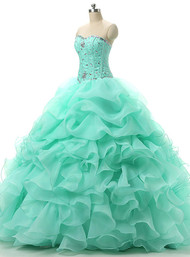 Mint Green Quinceanera Dresses 2018 Crystal Sweetheart Gorgeous Ball Gown