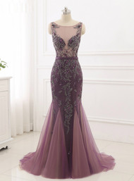 2018 New Formal Prom Party Gowns Women Wear Fancy Beading Mermaid Evening Dress