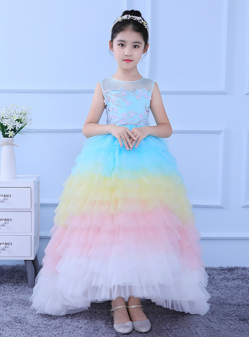 In Stock:Ship in 48 hours Ball Gown Multicolour Tulle Flower Girl Dress