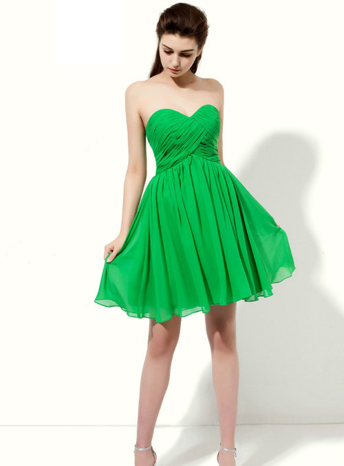Sweethart Neck Short Bridemaid Dresses Dark Green Plus Size