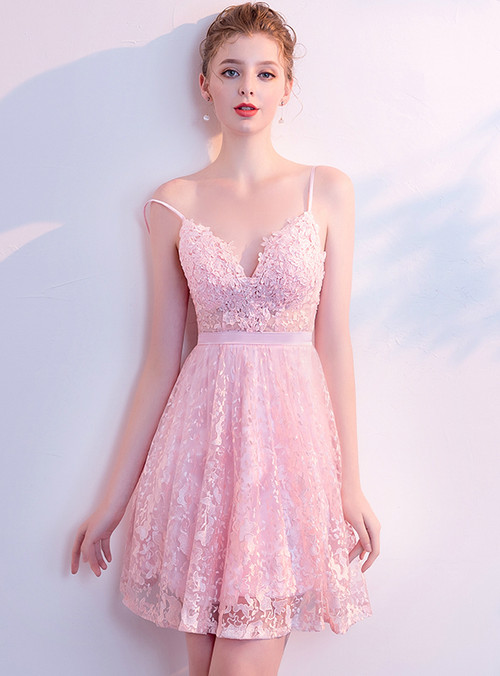 Lace Backless Petal Mini Dress