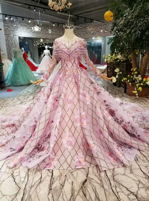 Plum Purple Georgette Thread & Sequins Wedding Party Gown