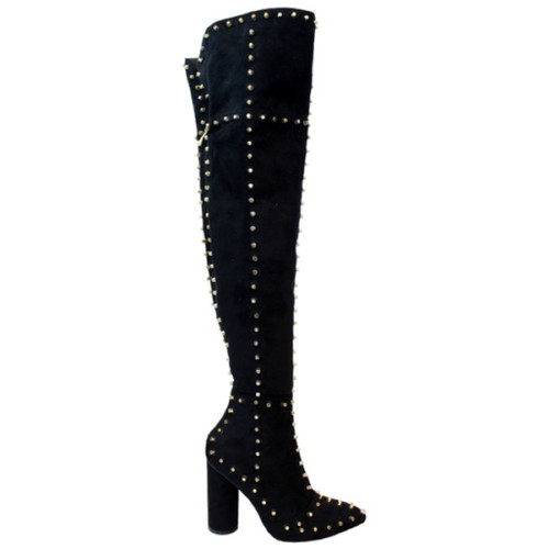 Over the Knee Studded Chunky heel Boot 