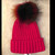 Genuine Rabbit Fur Pom Pom Fuchsia Knit Beanie