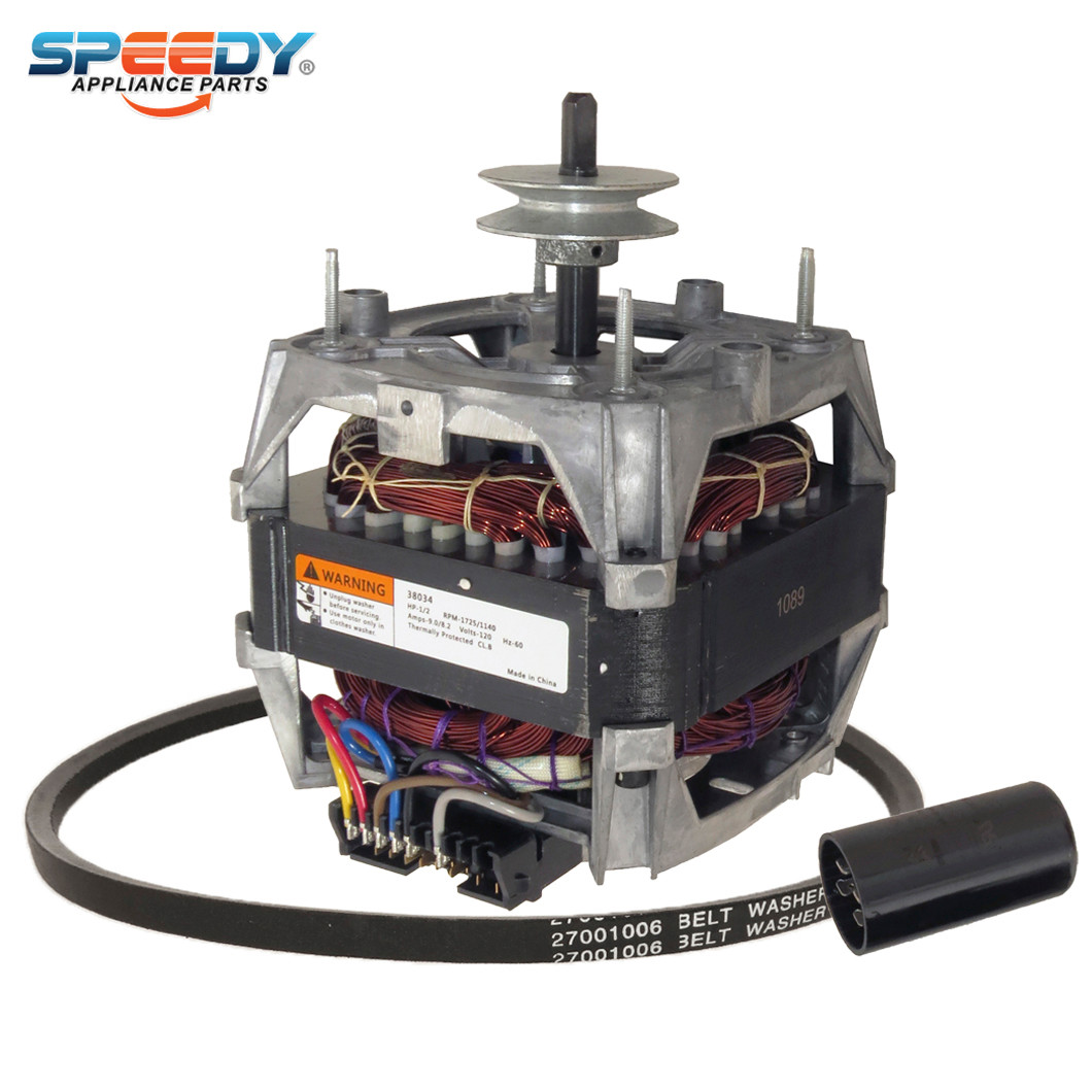 38034P 27001006 Washer Drive Motor & Belt Replacement for Speed
